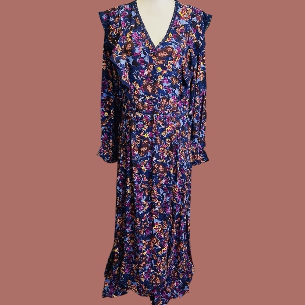NWT Atelier Reve ‘Irlea’ Maxi Dress in “Medieval Navy Blue” Size 42 = U.S. XL - Picture 3 of 16